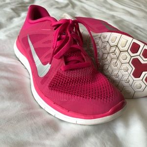 Nike Free pink running shoes. Size 9